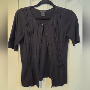 Ann Taylor Black Button-Up Cardigan